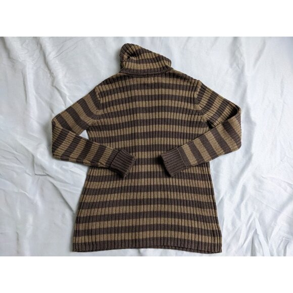 Vintage Gap Sweater Brown Striped 100% Cotton Ribbed Womens Size L - Picture 4 of 9